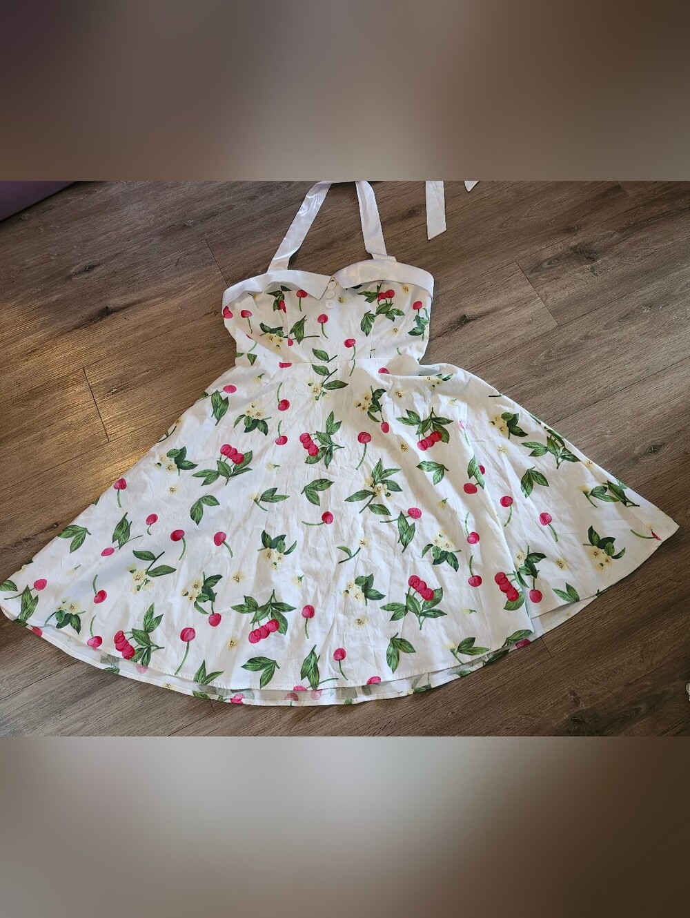 Cherry Print Retro Halter Twirl Sundress